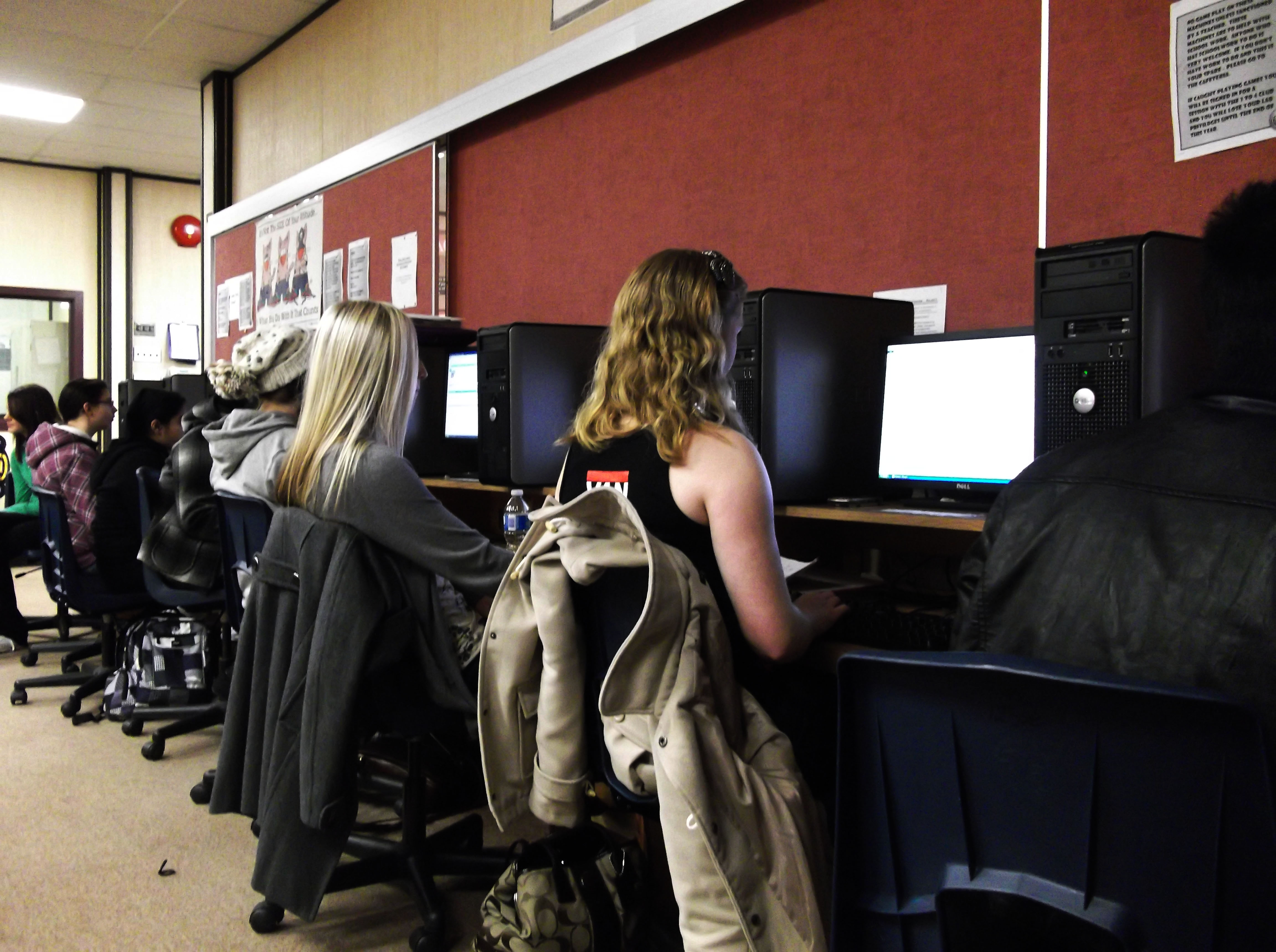 students working at computers