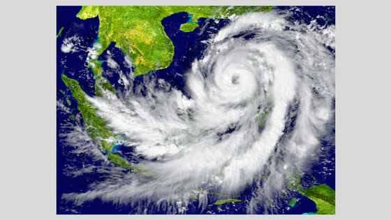 hurricane on weather map