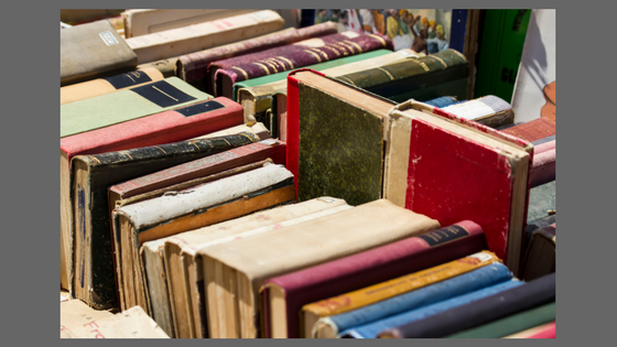 display of vintage books